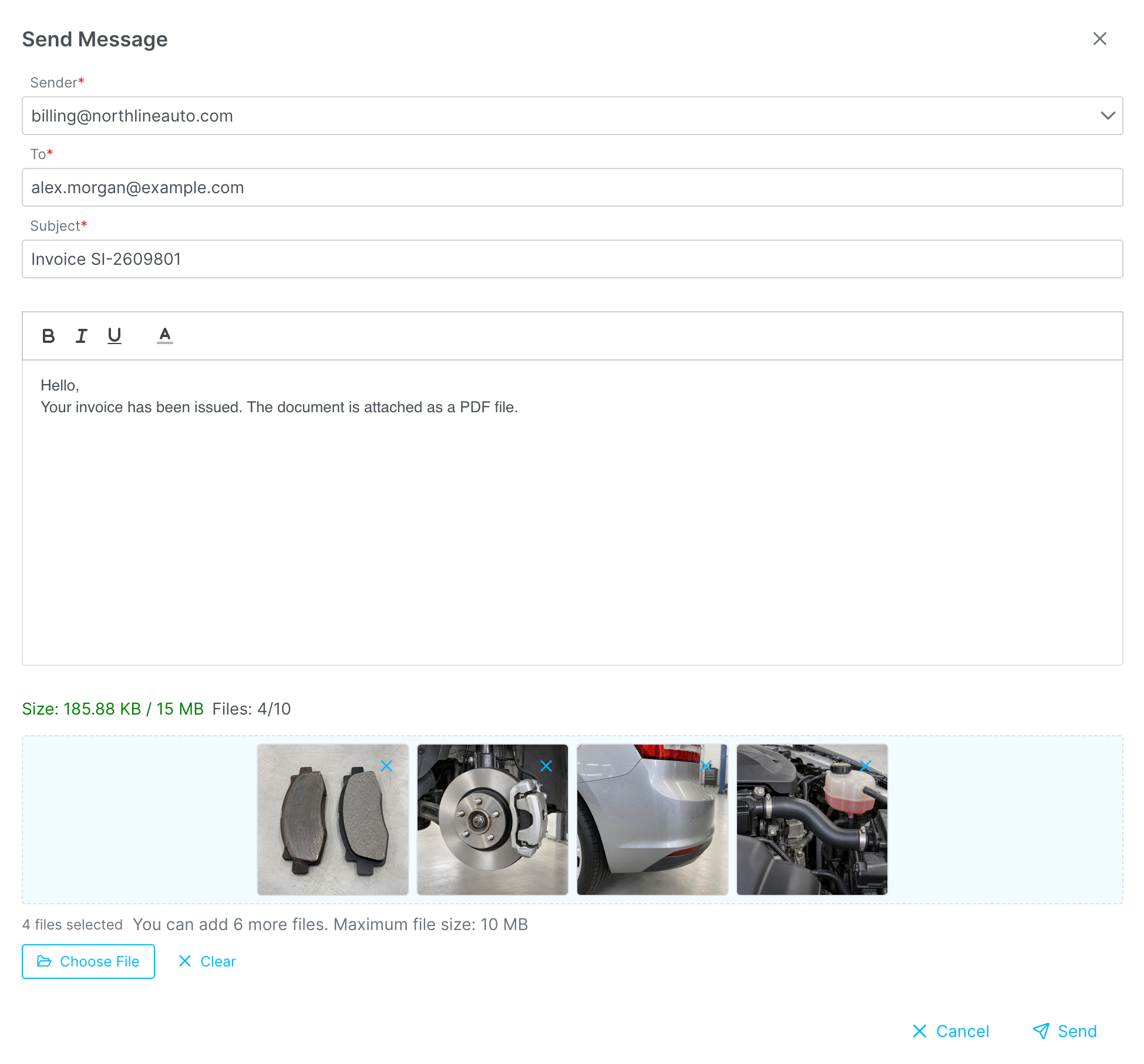 Screenshot: Built-in email
