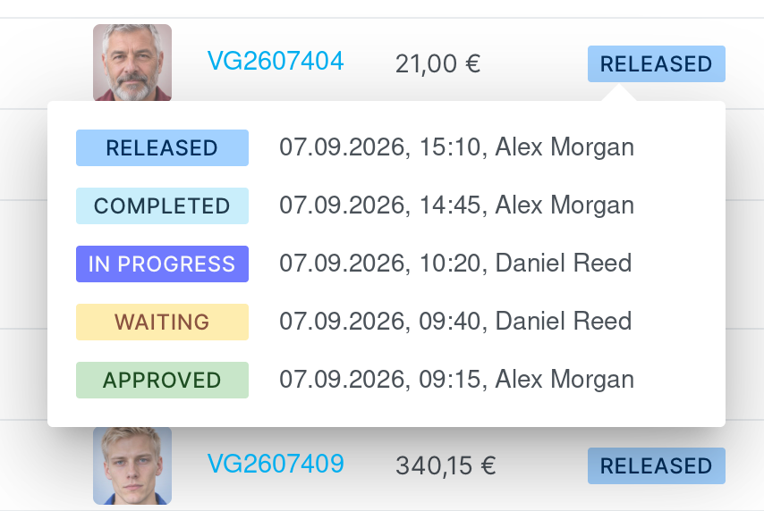 Screenshot: Every important change leaves a record