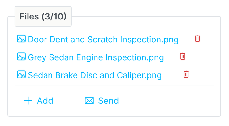 Screenshot: Files and photos in the work order