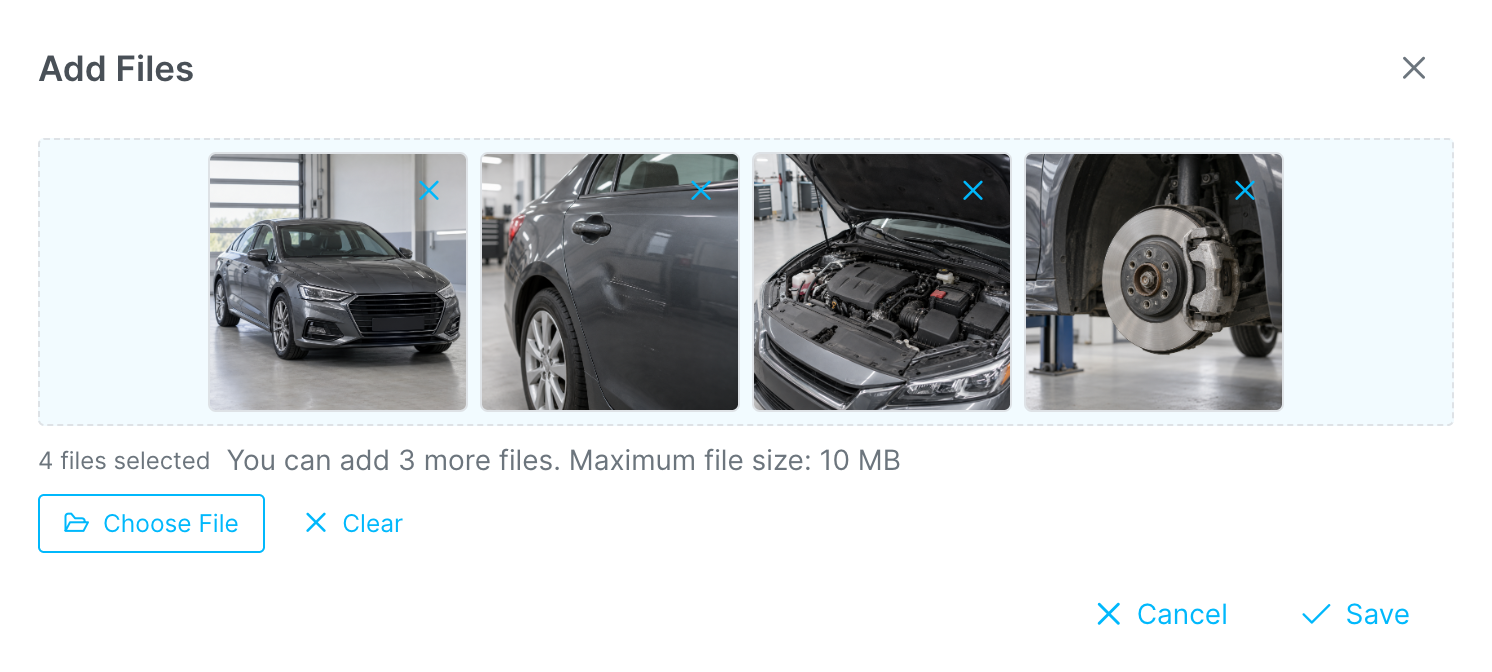 Screenshot: Files and photos in the work order